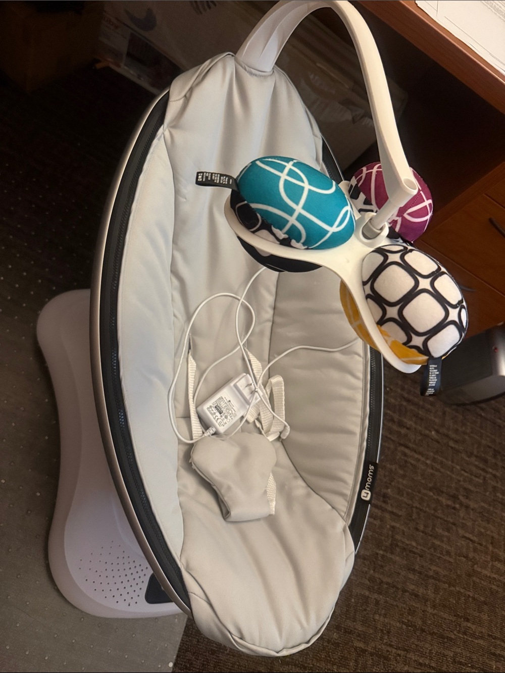 4moms Infant Seat Mobile with Teal, Purple and Black Toy Balls